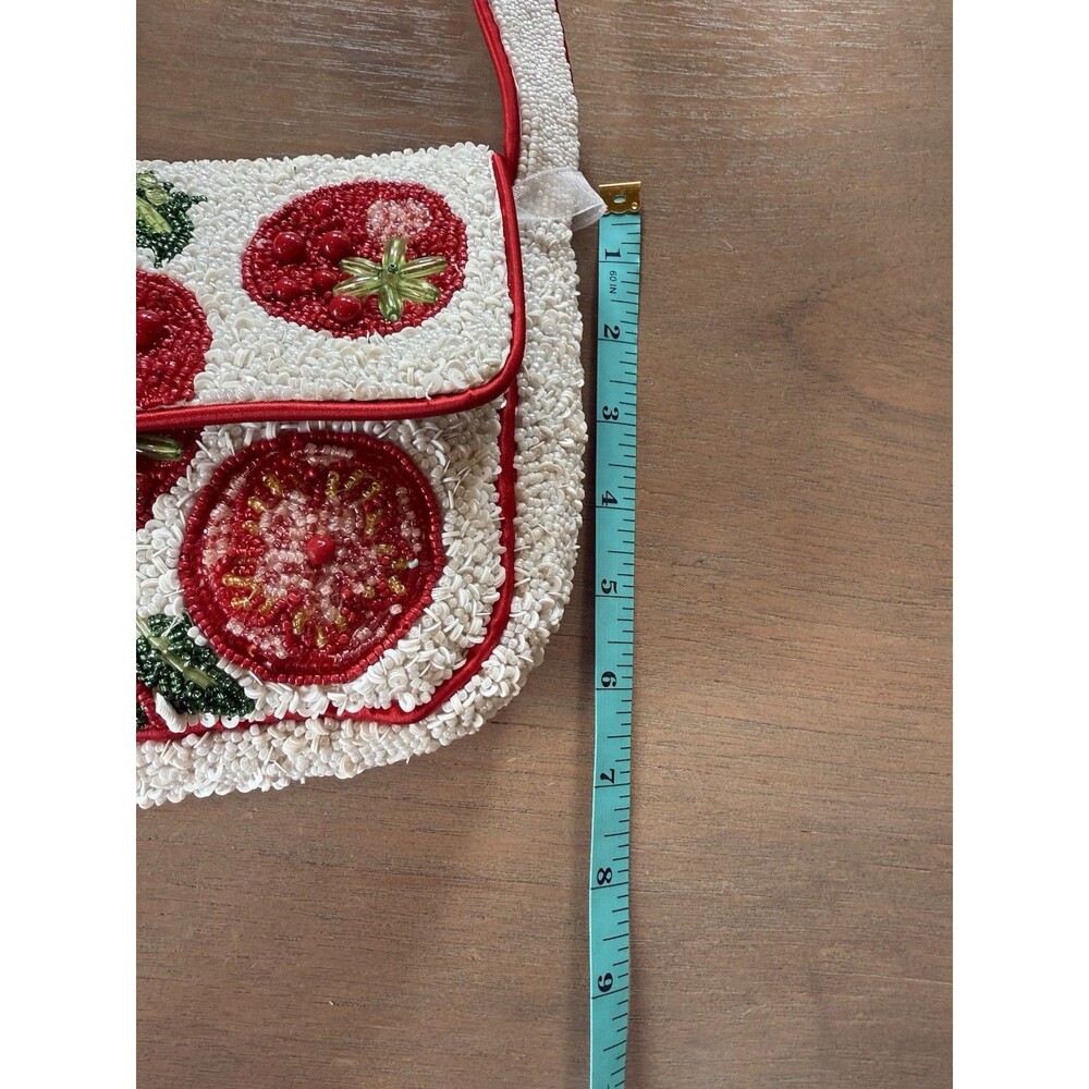 Beaded Tomato Bag Handcrafted In India NEW w/tags Viral Tiktok Red White 10x6" - Picture 8 of 16